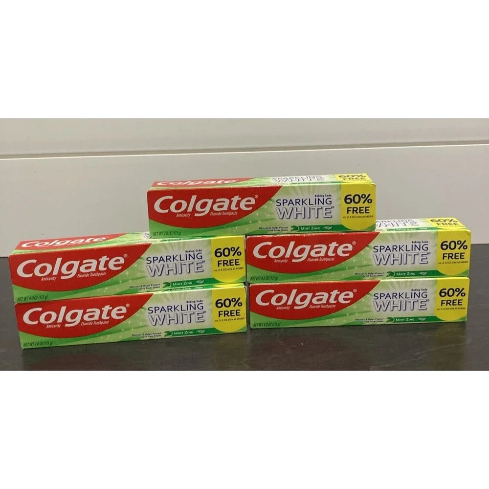 5 New Box Colgate Sparkling White 4 oz Anticavity Fluoride Toothpaste Mint Zing